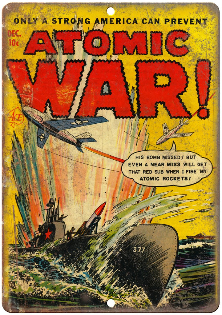 Atomic War Ace Comic Book Ad Metal Sign