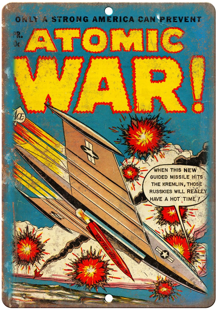 Atomic War Ace Comic Book Vintage Cover Metal Sign