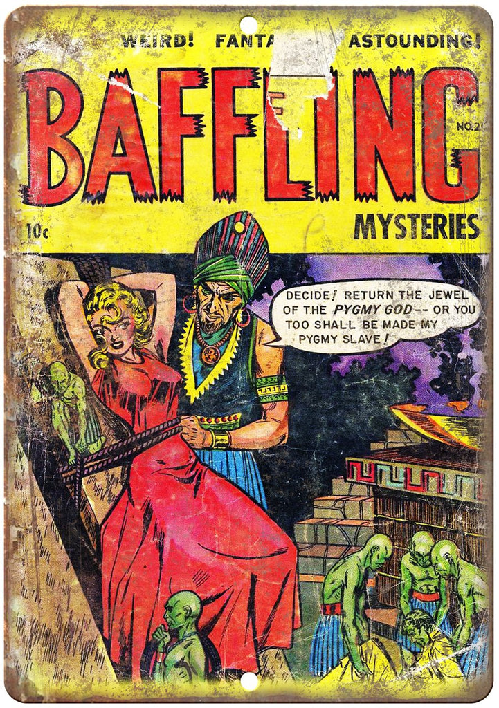 Baffling Mysteries Ace Vintage Comic Book Metal Sign