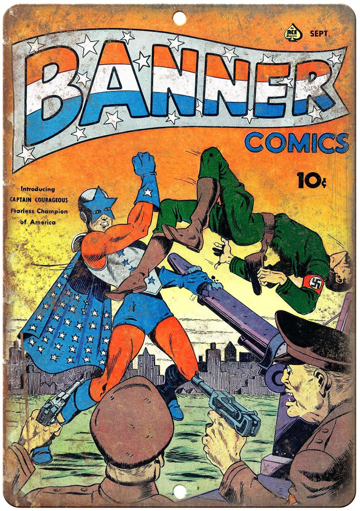 Banner Comic Ace Vintage Comic Book Cover Metal Sign