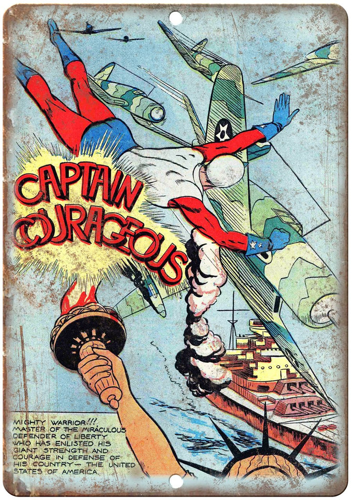 Capitan Courageous Comic Book Cover Art Metal Sign