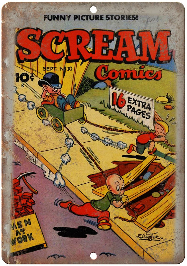Scream Comic No 10 Comic Cover Vintage Ad Metal Sign