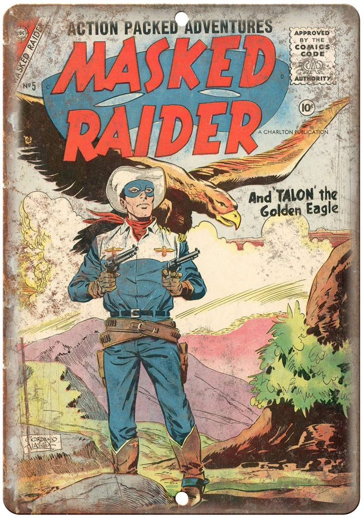 Masked Raider Comic Vintage Cover Art Metal Sign