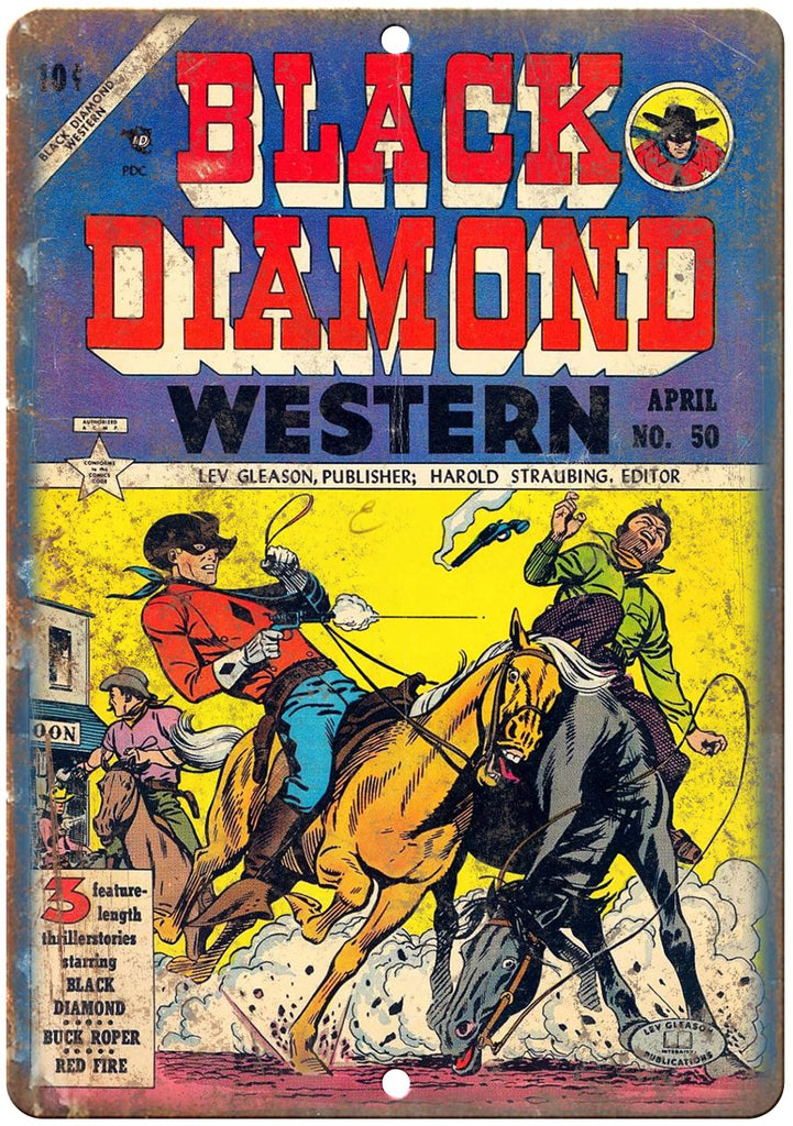Black Diamond Western No 50 Comic Book Art Metal Sign