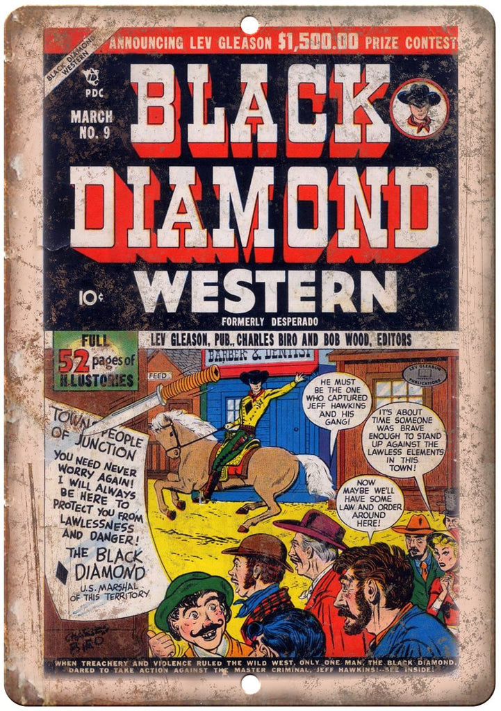 Black Diamond Western No 9 Comic Book Art Metal Sign