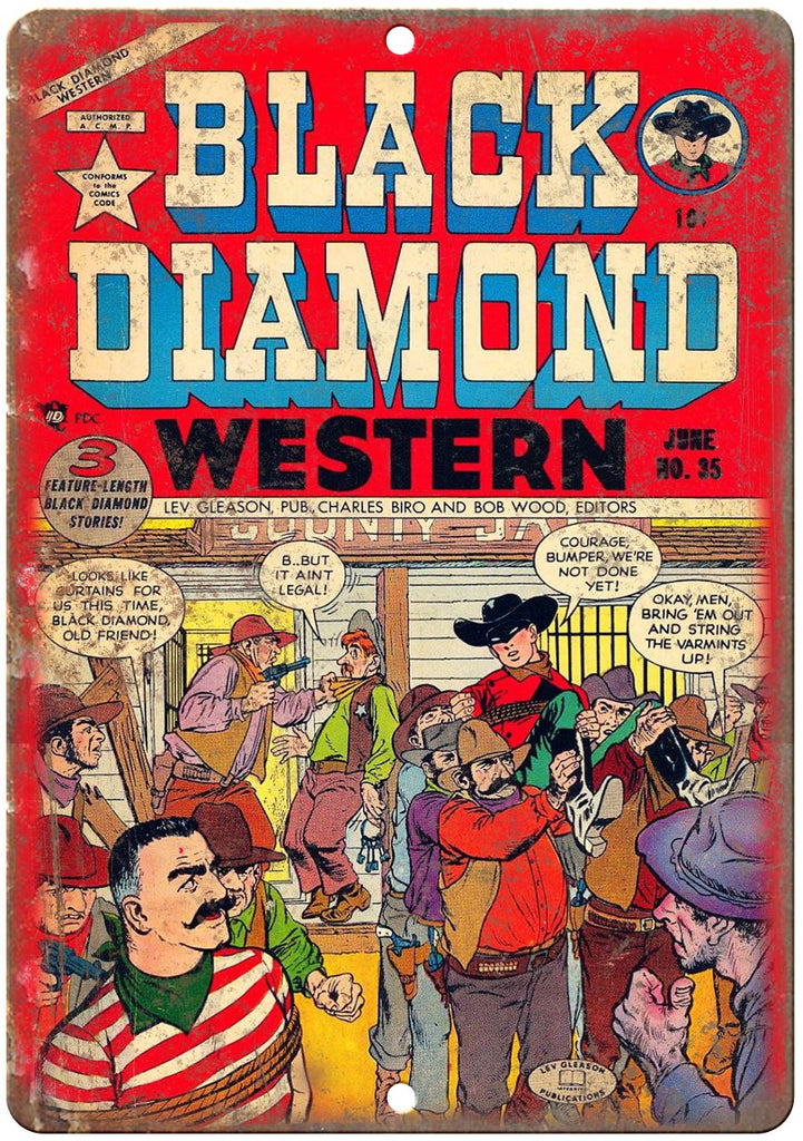 Black Diamond Western No 35 Comic Book Art Metal Sign