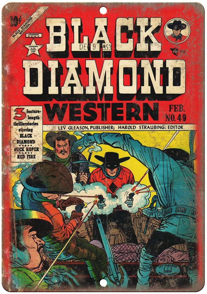 Black Diamond Western No 49 Comic Book Art Metal Sign
