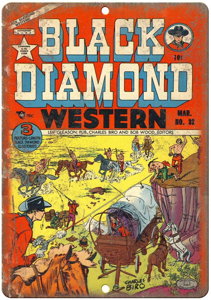 Black Diamond Western No 32 Comic Book Art Metal Sign