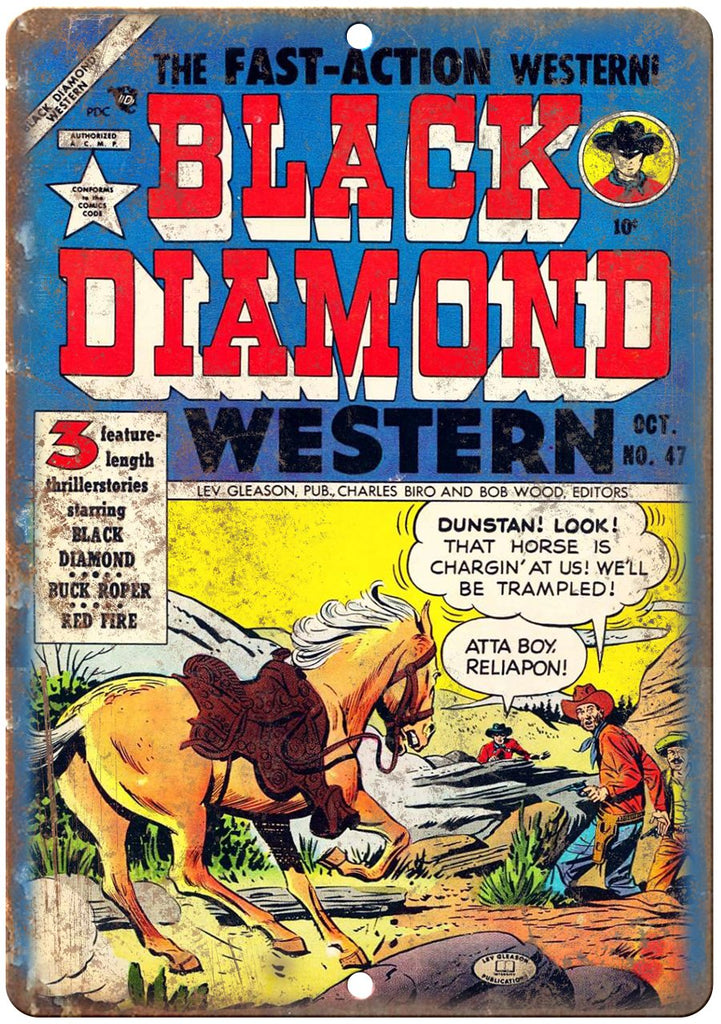 Black Diamond Western No 47 Comic Book Art Metal Sign