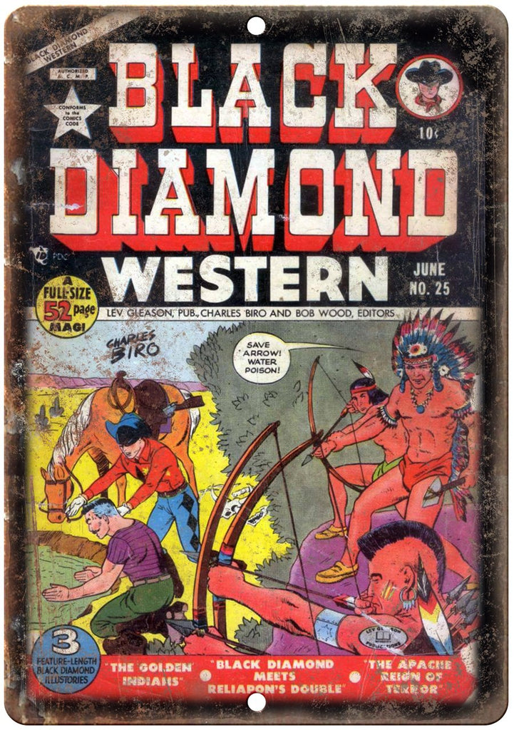 Black Diamond Western No 25 Comic Book Art Metal Sign