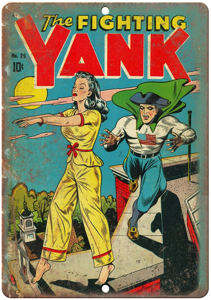 The Fighting Yank No 25 Comic Book Cover Metal Sign