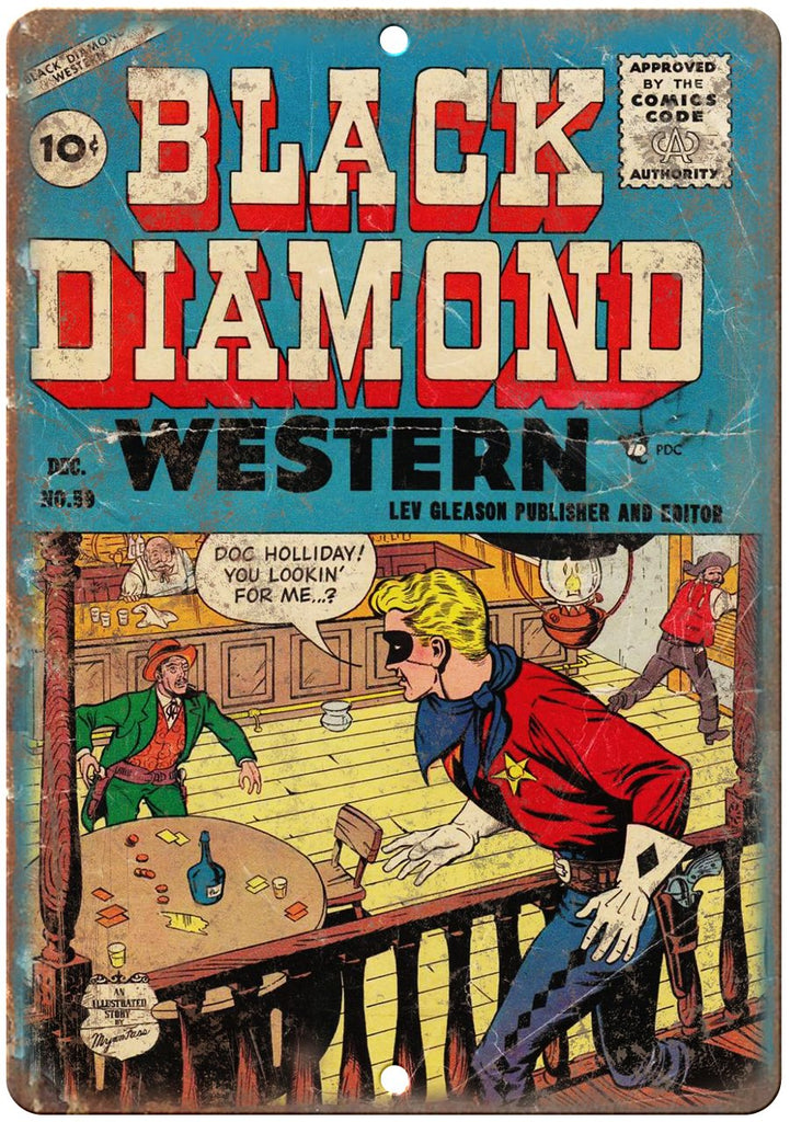 Black Diamond Western No 59 Comic Book Art Metal Sign