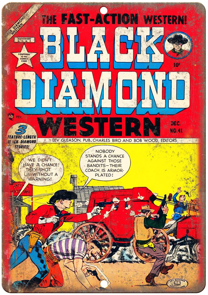 Black Diamond Western No 41 Comic Book Art Metal Sign