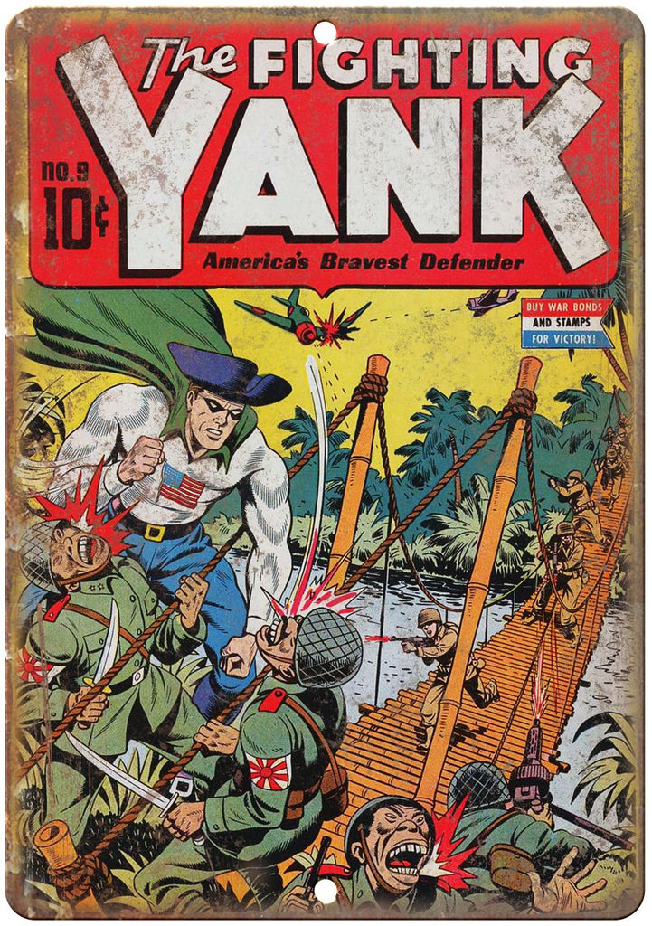 The Fighting Yank No 9 Comic Book Cover Metal Sign