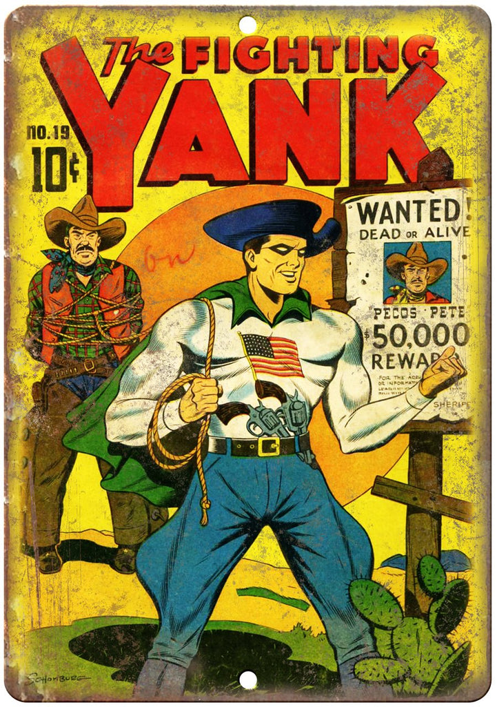 The Fighting Yank No 19 Comic Book Cover Metal Sign