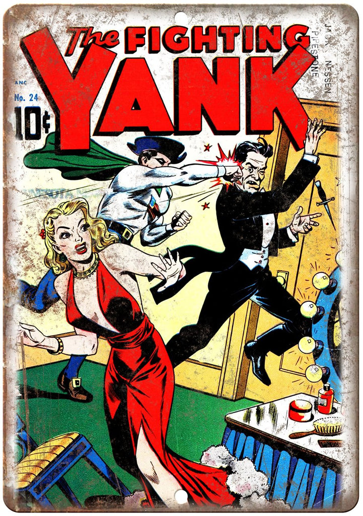 The Fighting Yank No 24 Comic Book Cover Metal Sign