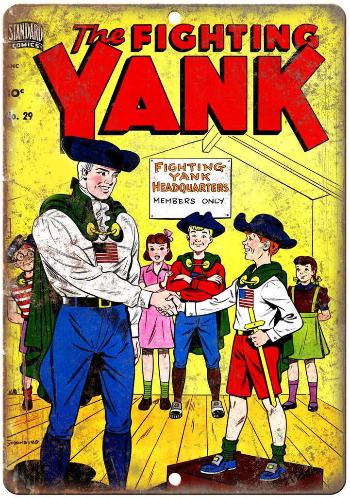 The Fighting Yank No 29 Comic Book Cover Metal Sign