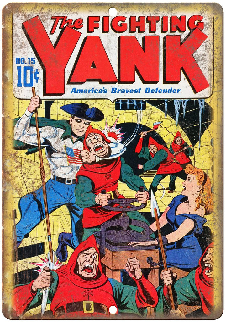 The Fighting Yank No 15 Comic Book Cover Metal Sign