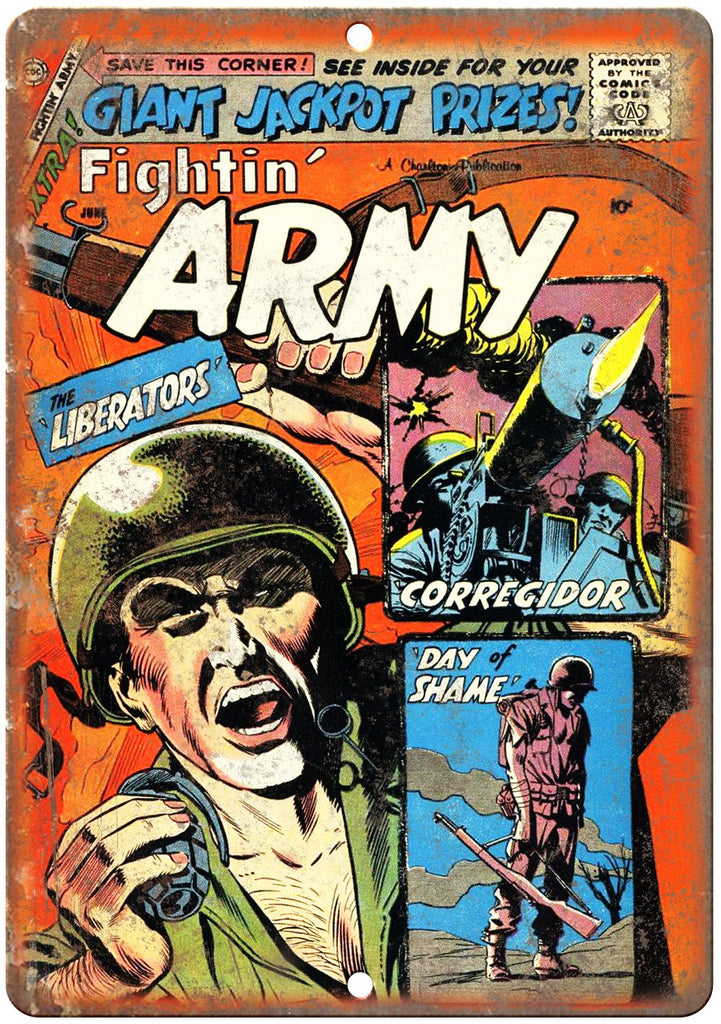 Fightin' Army June Comic Book Cover Ad Metal Sign