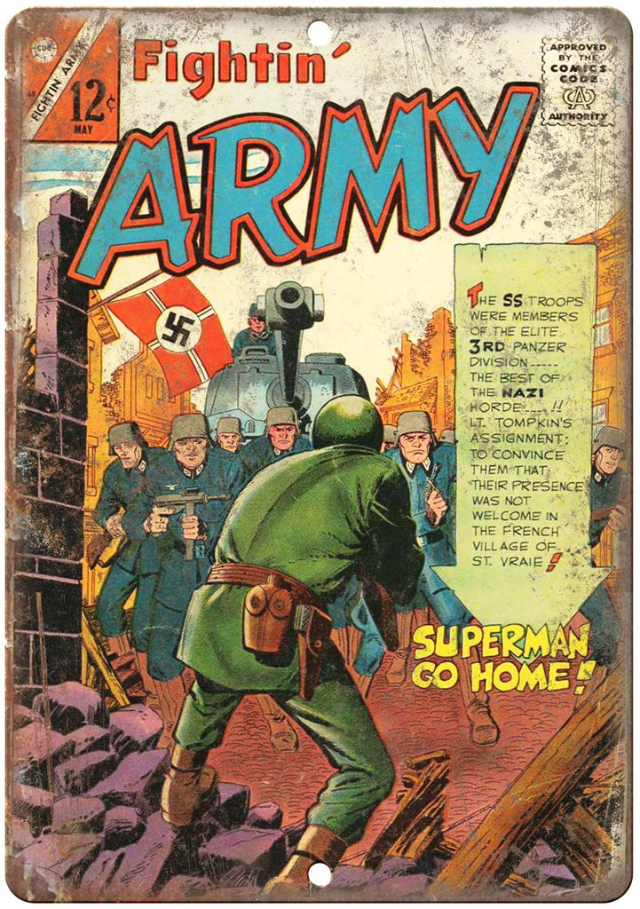 Fightin' Army May Comic Book Cover Ad Metal Sign