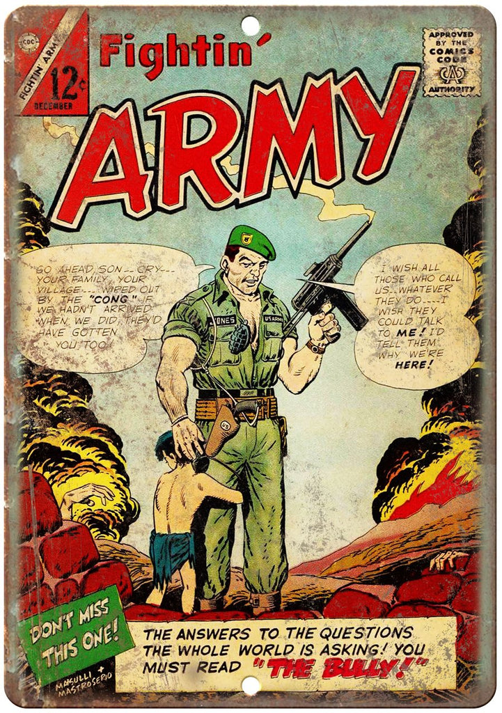 Fightin' Army December Comic Book Cover Metal Sign