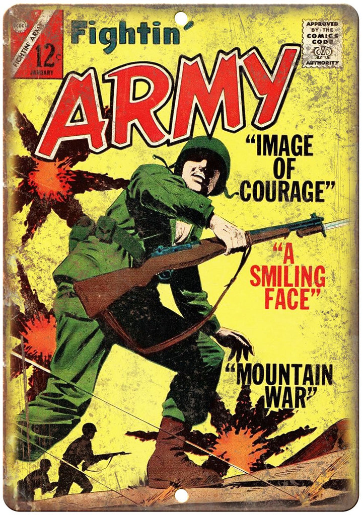 Fightin' Army January Comic Book Cover Metal Sign