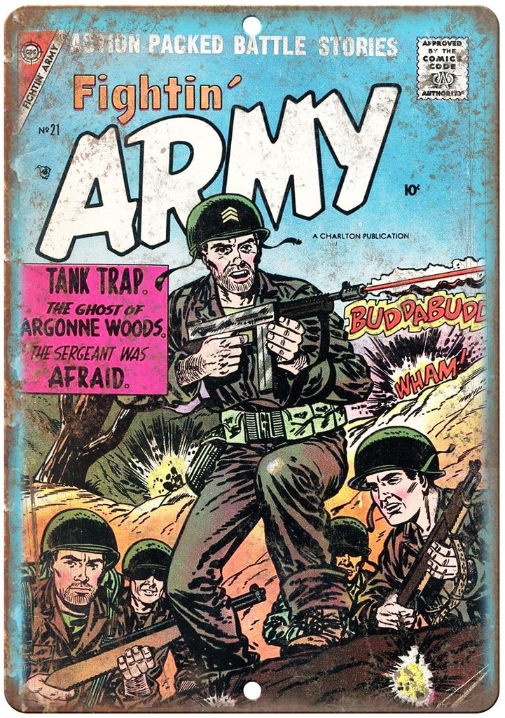 Fightin' Army No 21 Comic Book Cover Metal Sign