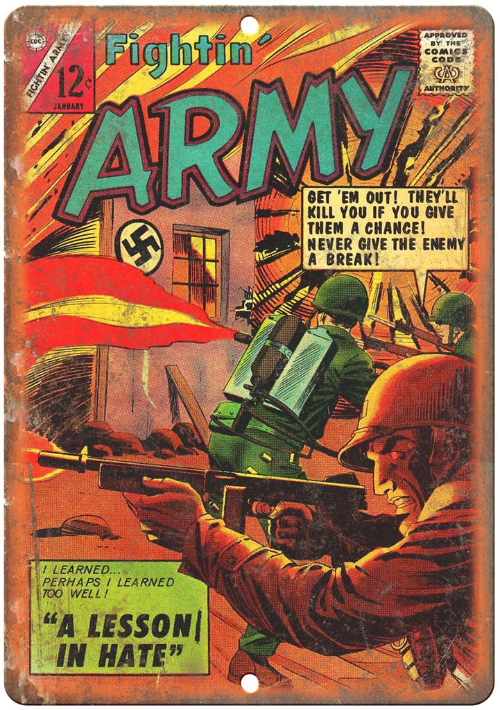 Fightin' Army January Comic Book Cover Ad Metal Sign