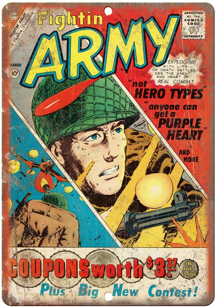 Fightin' Army March Comic Book Cover Metal Sign