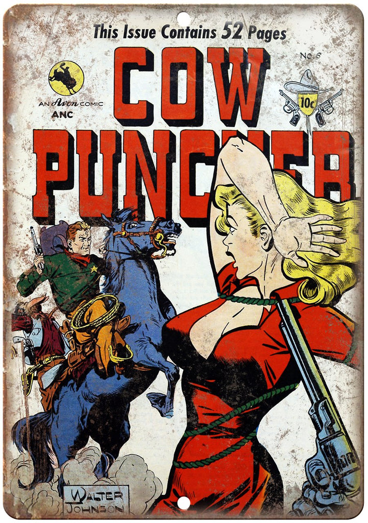 Cow Puncher Avon Comic Book Cover Ad Metal Sign