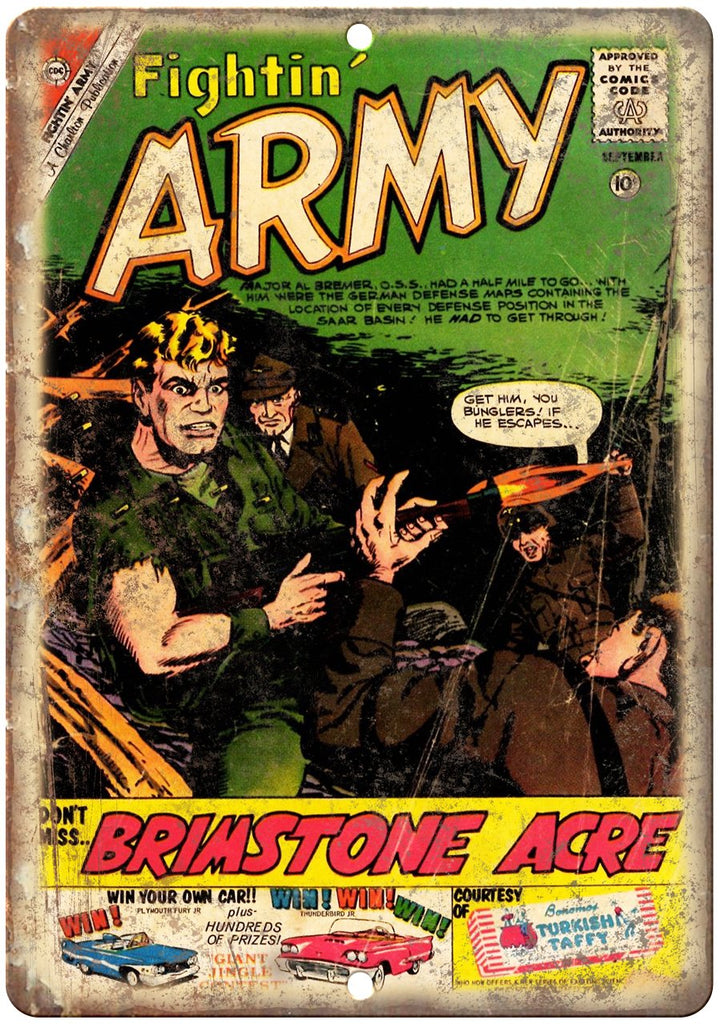 Fightin' Army September Comic Book Vintage Metal Sign