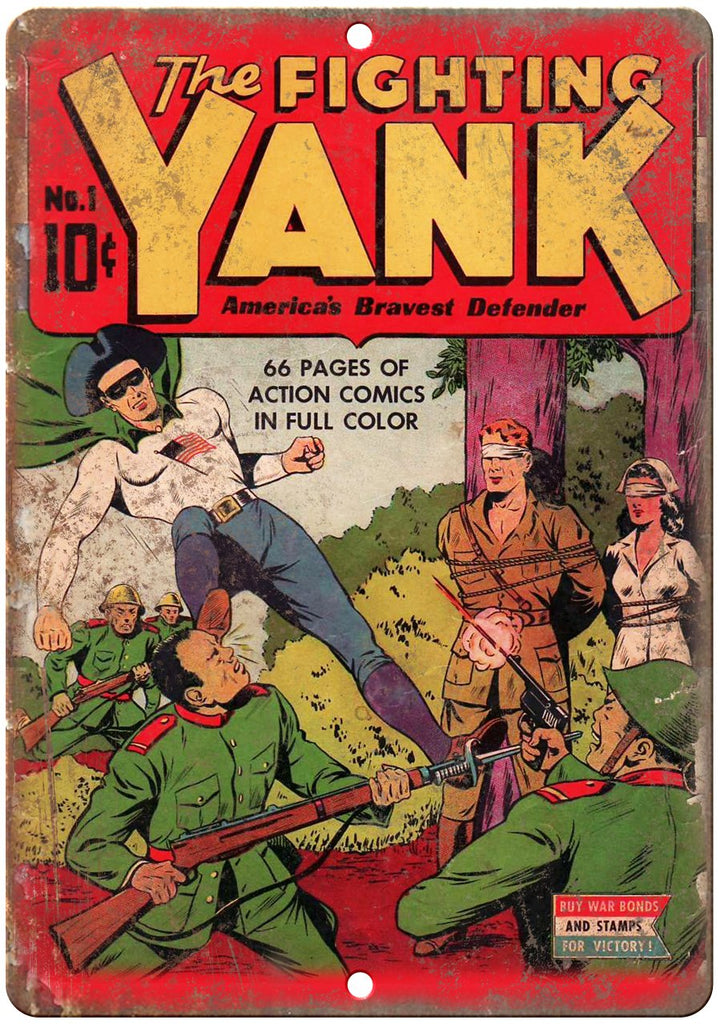 The Fighting Yank No 1 Comic Cover Book Metal Sign