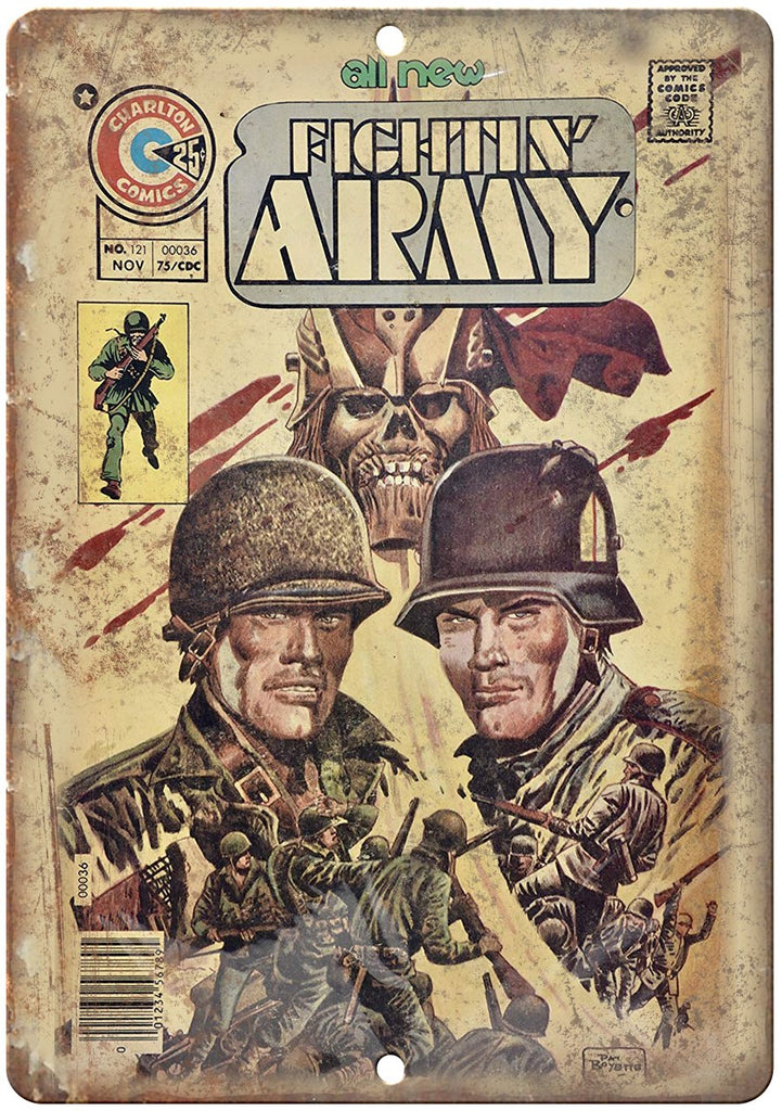 Fightin' Army No 121 Comic Book Vintage Metal Sign