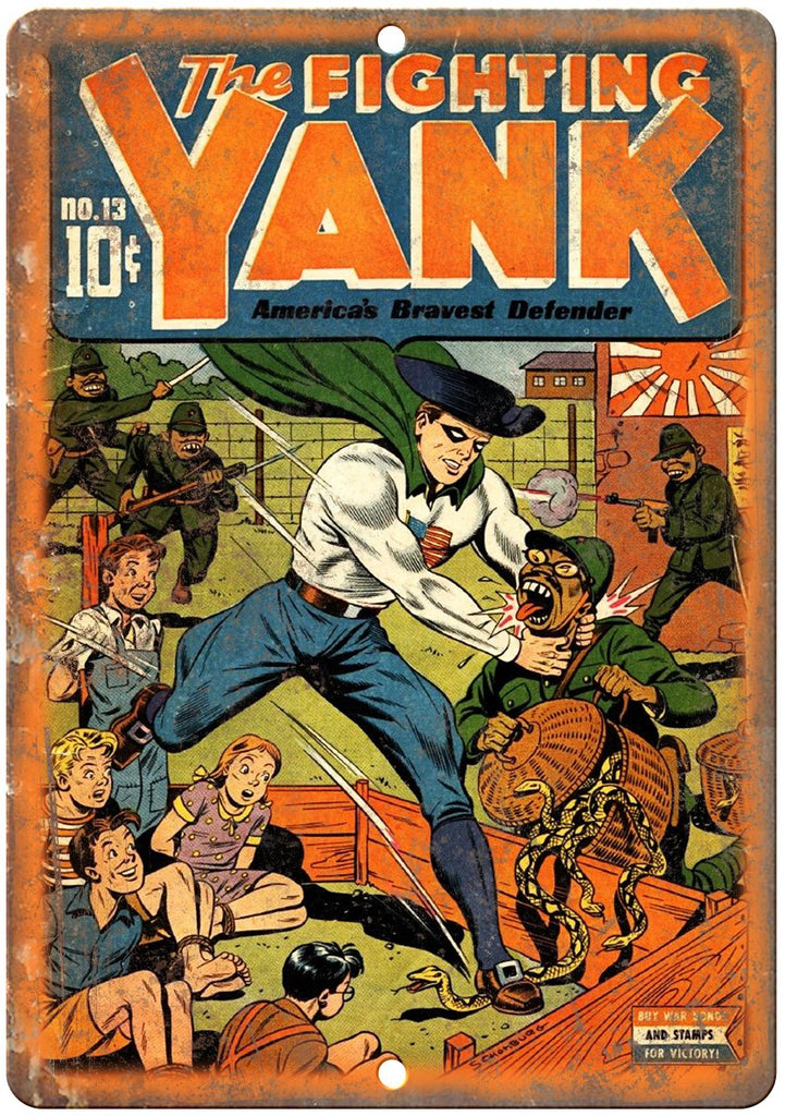 The Fighting Yank No 13 Comic Cover Book Metal Sign