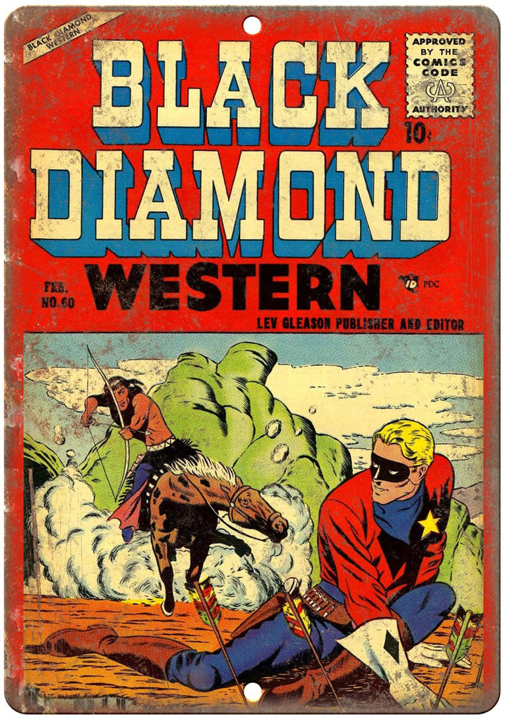 Black Diamond Western No 60 Comic Book Art Metal Sign