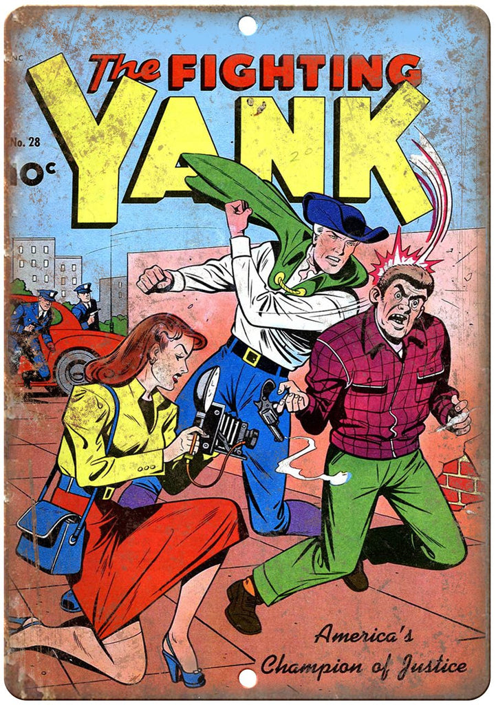 The Fighting Yank No 28 Comic Cover Book Metal Sign