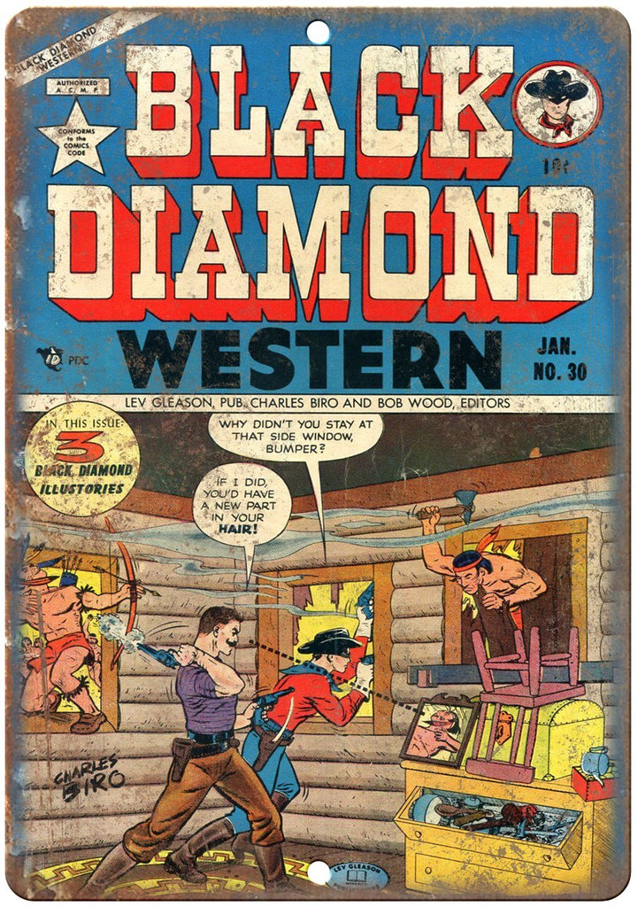Black Diamond Western No 30 Comic Book Art  Metal Sign