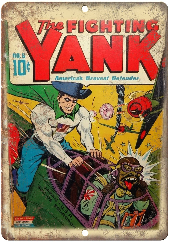 The Fighting Yank No 6 Comic Cover Book Metal Sign