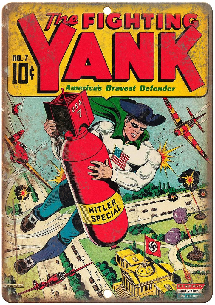 The Fighting Yank No 7 Comic Cover Book Metal Sign