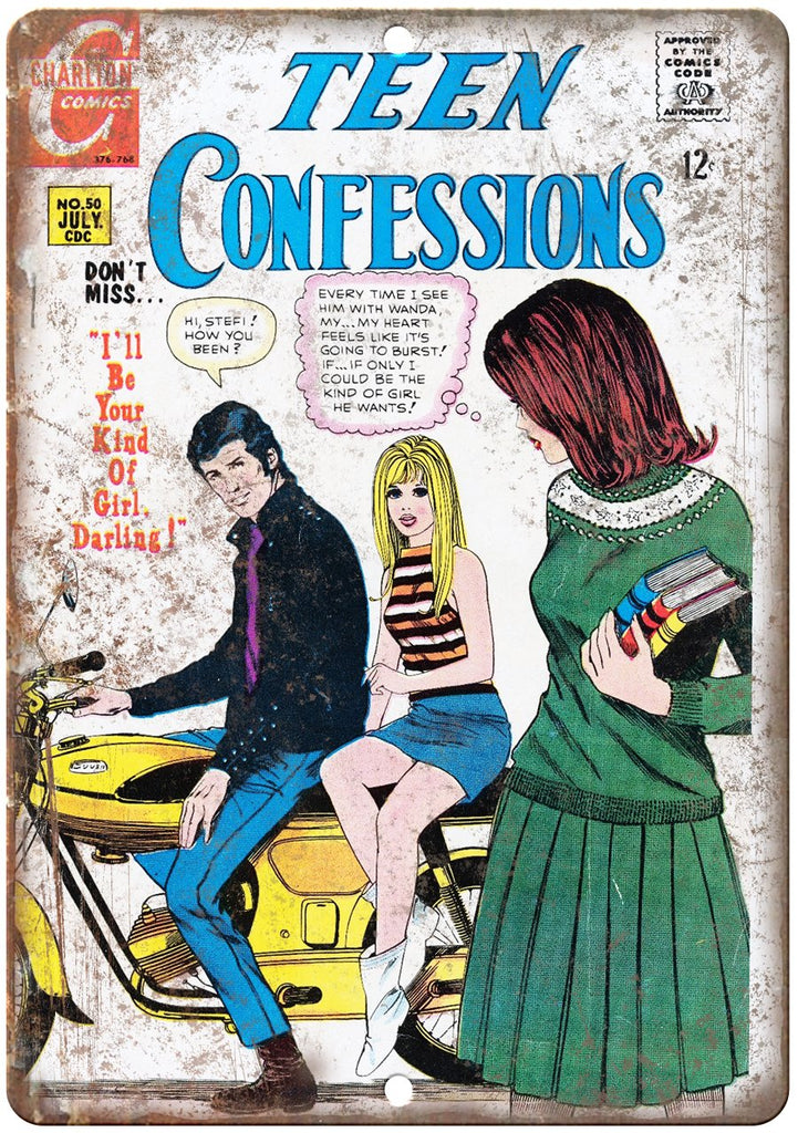 Teen Confessions No 50 Comic Book Cover Metal Sign