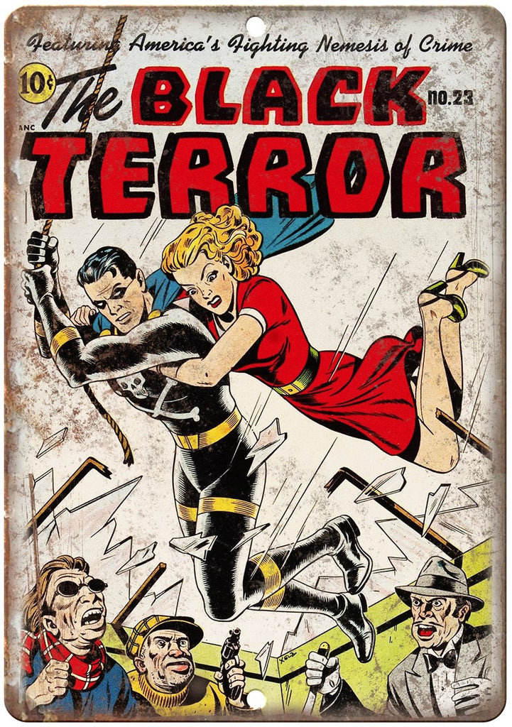 The Black Terror No 23 Comic Book Cover Metal Sign