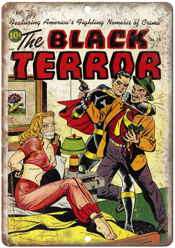 The Black Terror No 24 Comic Book Cover Metal Sign