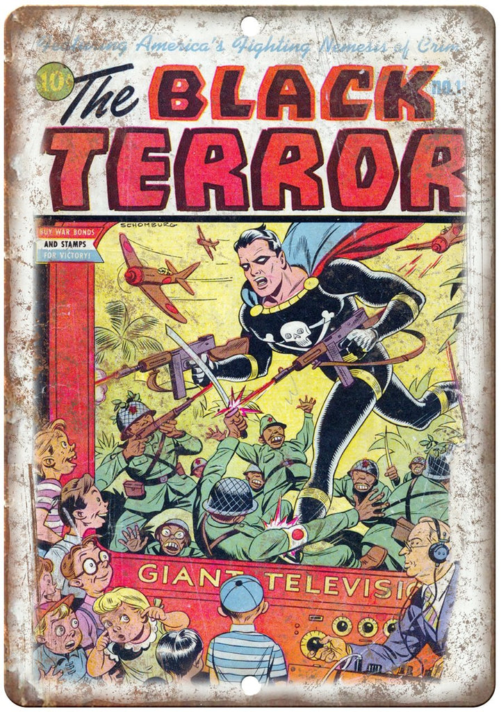 The Black Terror No 1 Comic Book Cover Metal Sign