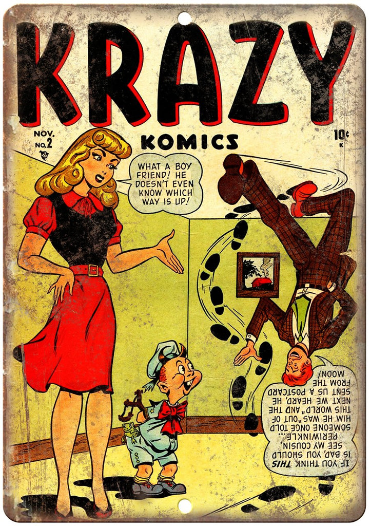 Krazy Komics No 2 Comic Book Cover Art Metal Sign