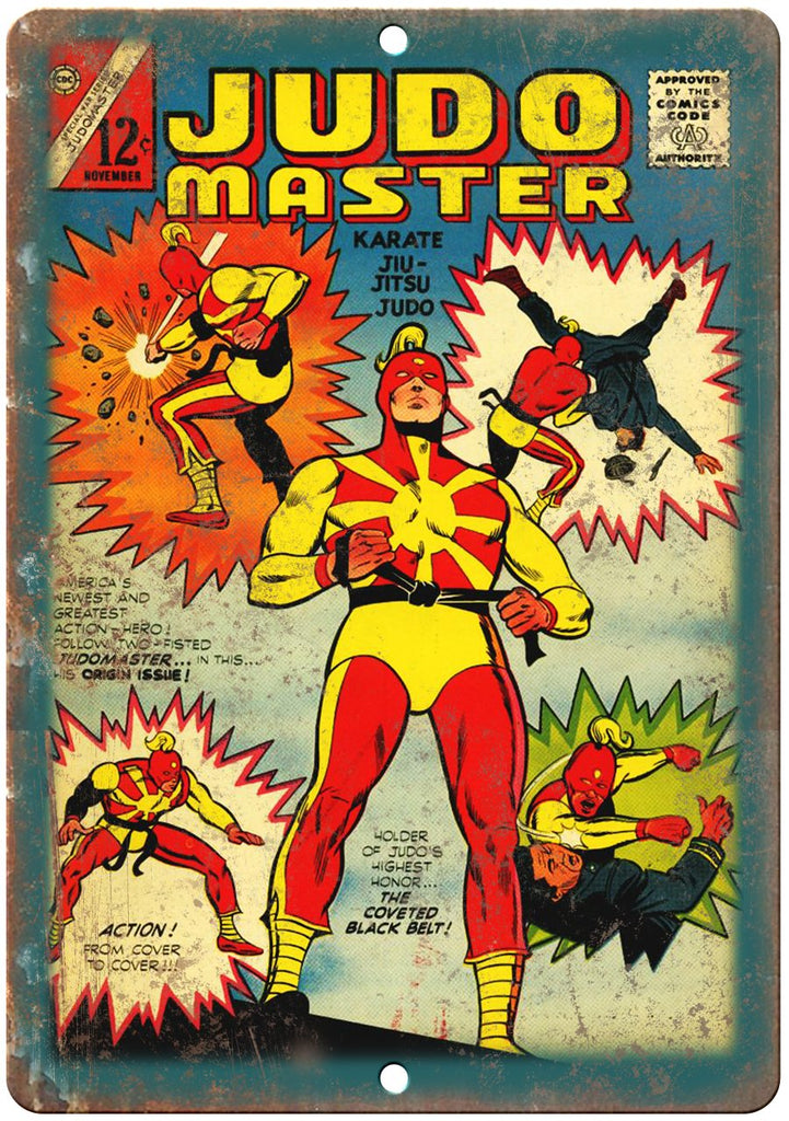 Judo Master Comic Cover Book Vintage Art Metal Sign