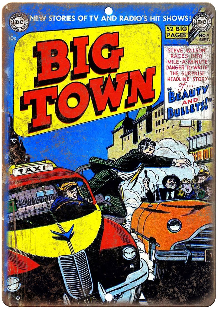 Big Town No 9 Comic Book Cover Vitage Art Metal Sign