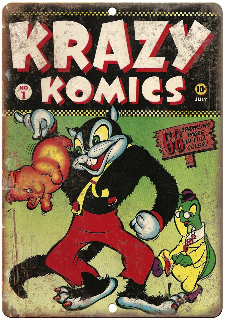 Krazy Komics No 1 Comic Book Cover Art Metal Sign