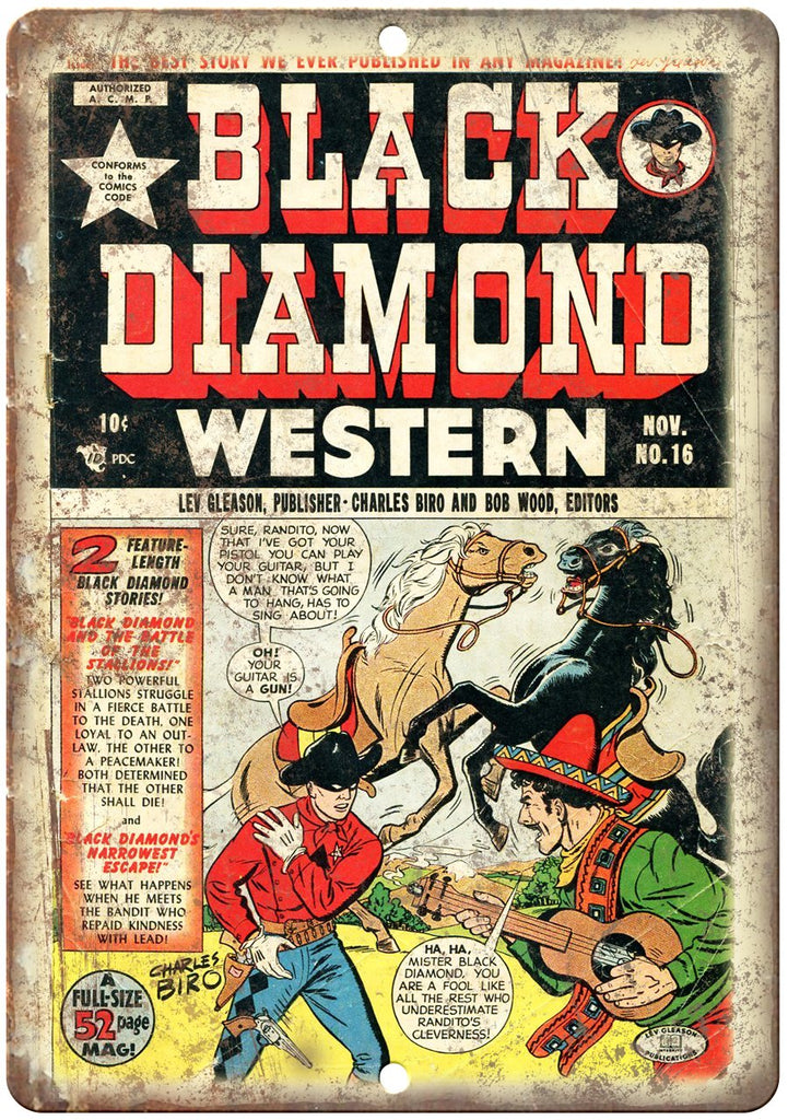 Black Diamond Western No 16 Comic Book Art Metal Sign