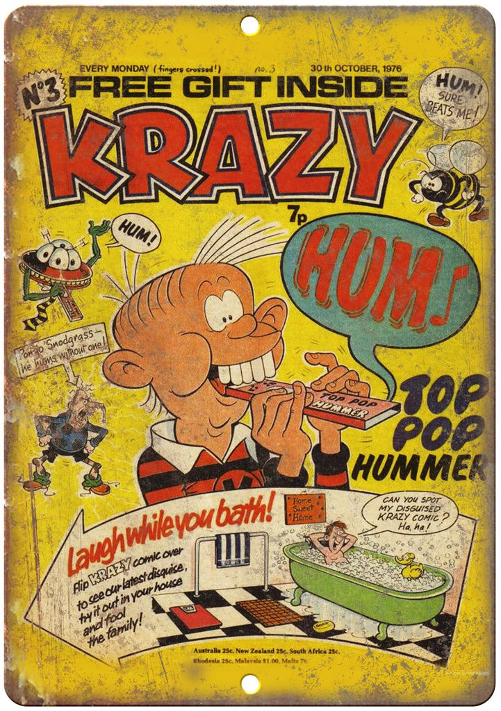 Krazy No 3 Comic Book Cover Vintage Art Metal Sign