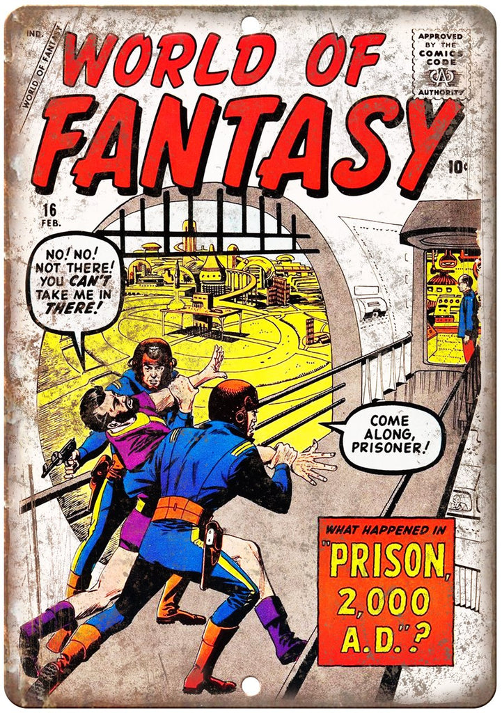 World Of Fantasy Comic Book Cover Vintage Metal Sign